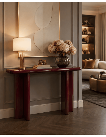 Console d’entrée rouge foncé laquée en bois MDF 120 cm Pyrena  - 2