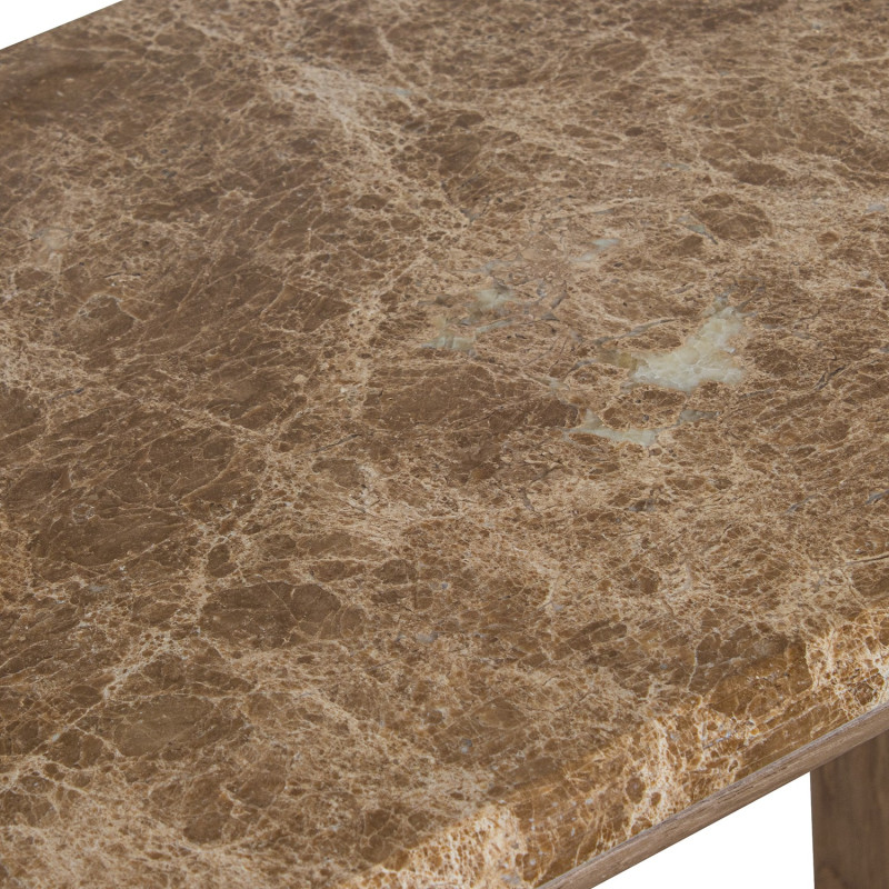 Console d’entrée en marbre brun et bois naturel 120 cm Kivyna  - 5