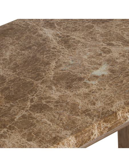 Console d’entrée en marbre brun et bois naturel 120 cm Kivyna  - 5