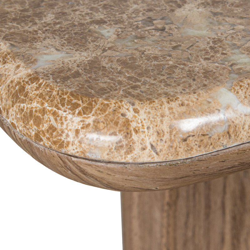 Console d’entrée en marbre brun et bois naturel 120 cm Kivyna  - 6