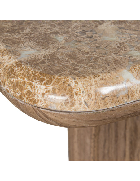 Console d’entrée en marbre brun et bois naturel 120 cm Kivyna  - 6