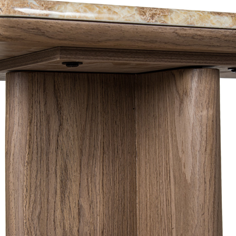 Console d’entrée en marbre brun et bois naturel 120 cm Kivyna  - 7