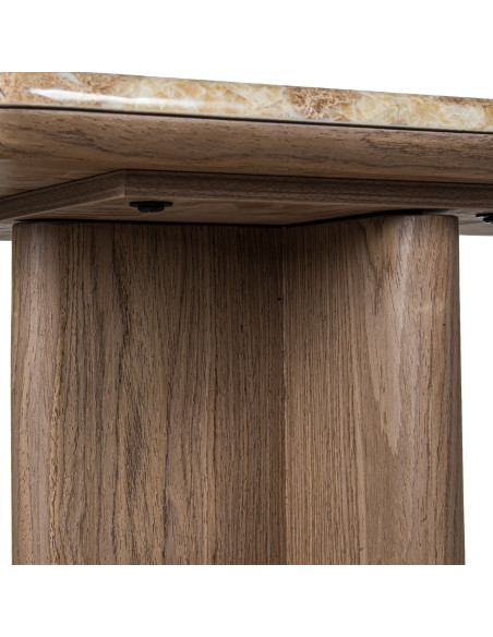 Console d’entrée en marbre brun et bois naturel 120 cm Kivyna  - 7