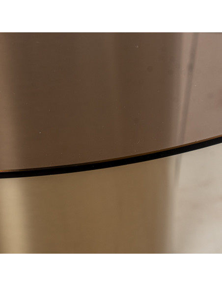 Set de 2 tables basses rondes verre fumé finition nickel Nevora  - 7