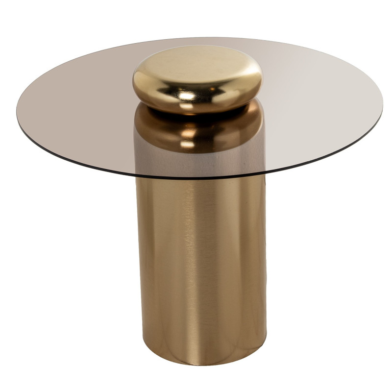 Set de 2 tables basses rondes verre fumé finition nickel Nevora  - 8