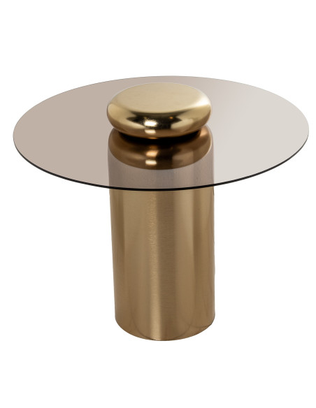 Set de 2 tables basses rondes verre fumé finition nickel Nevora  - 8
