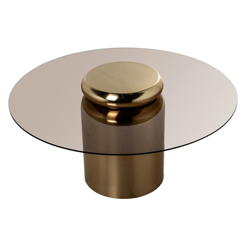 Set de 2 tables basses rondes verre fumé finition nickel Nevora  - 9
