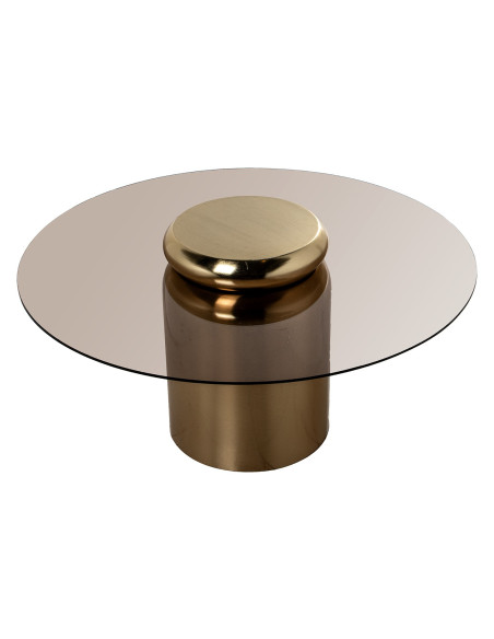 Set de 2 tables basses rondes verre fumé finition nickel Nevora  - 9