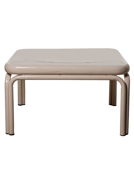 Table basse carrée métal beige brillant 60x60x36 cm Zyravi  - 3