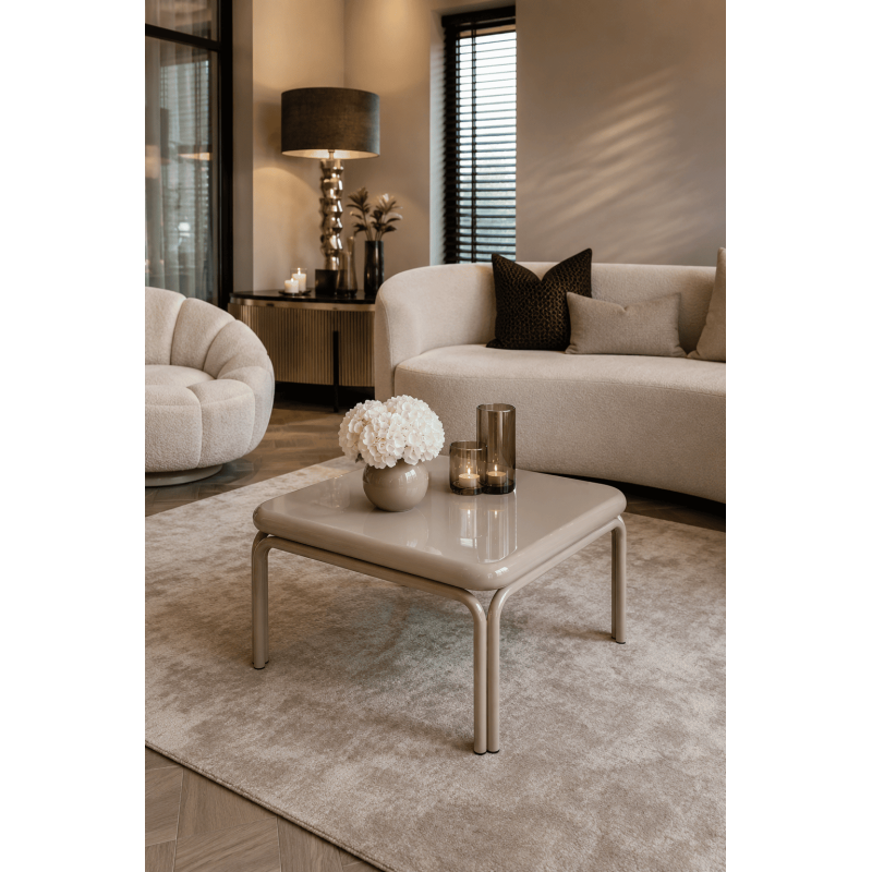 Table basse carrée métal beige brillant 60x60x36 cm Zyravi  - 2