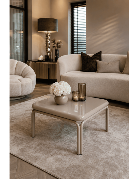 Table basse carrée métal beige brillant 60x60x36 cm Zyravi  - 2
