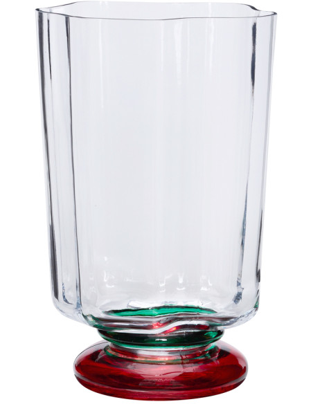 Vase en verre soufflé vert rouge 19x17x28 cm Express Hübsch - 1