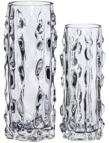 Lot de 2 vases verre transparent relief 25/29 cm Kawa Hübsch - 1