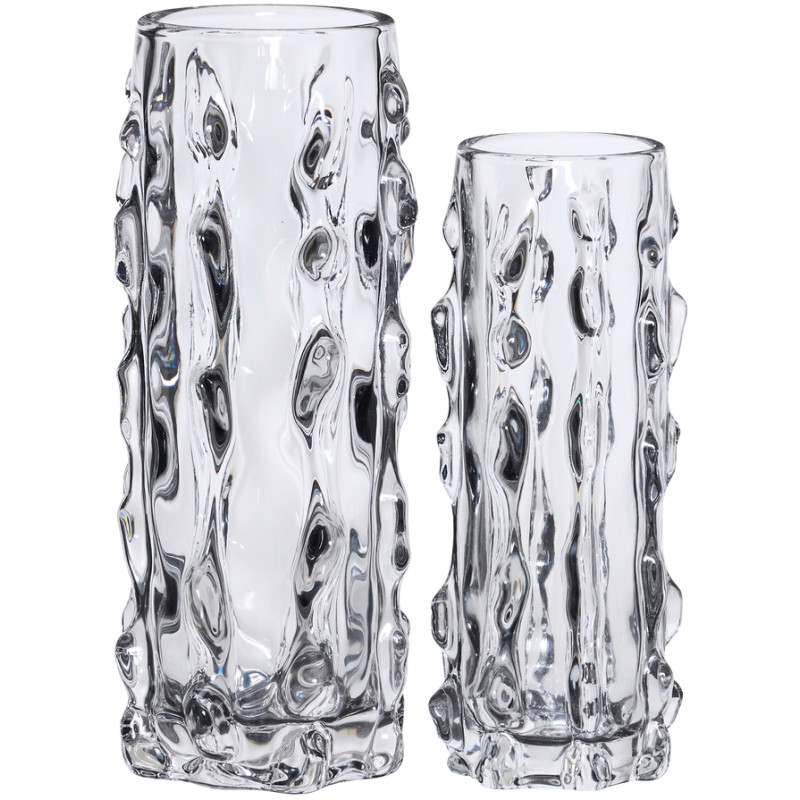 Lot de 2 vases verre transparent relief 25/29 cm Kawa Hübsch - 1