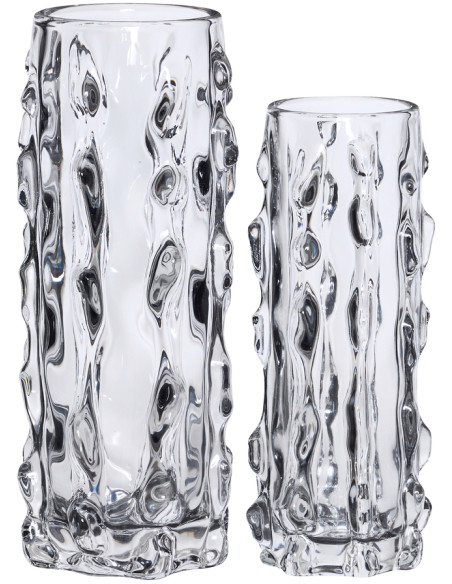 Lot de 2 vases verre transparent relief 25/29 cm Kawa Hübsch - 1