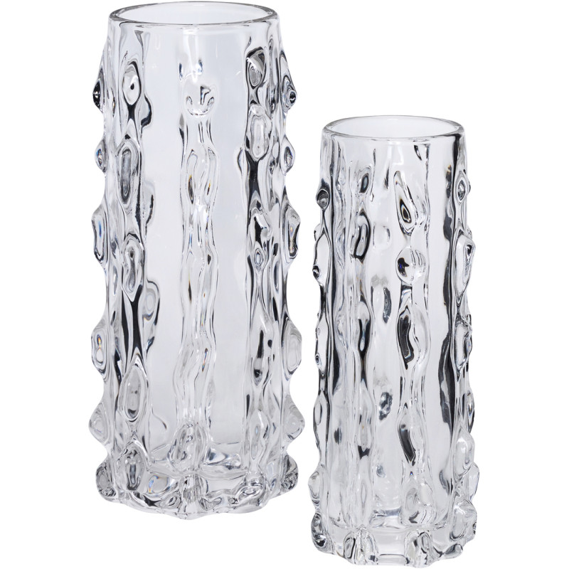Lot de 2 vases verre transparent relief 25/29 cm Kawa Hübsch - 3