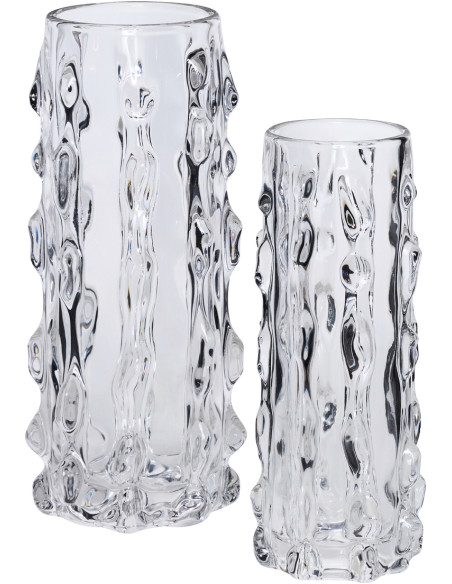 Lot de 2 vases verre transparent relief 25/29 cm Kawa Hübsch - 3