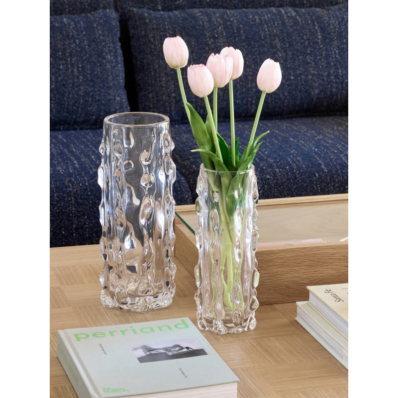 Lot de 2 vases verre transparent relief 25/29 cm Kawa Hübsch - 2