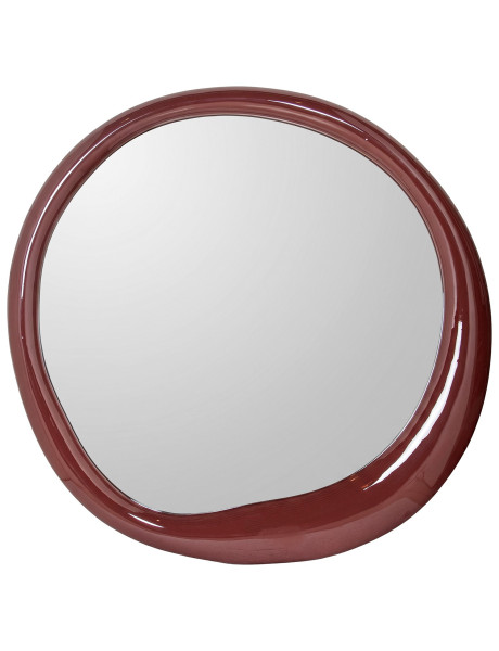 Miroir mural rond MDF laqué bordeaux Ø100 cm Aevora  - 1