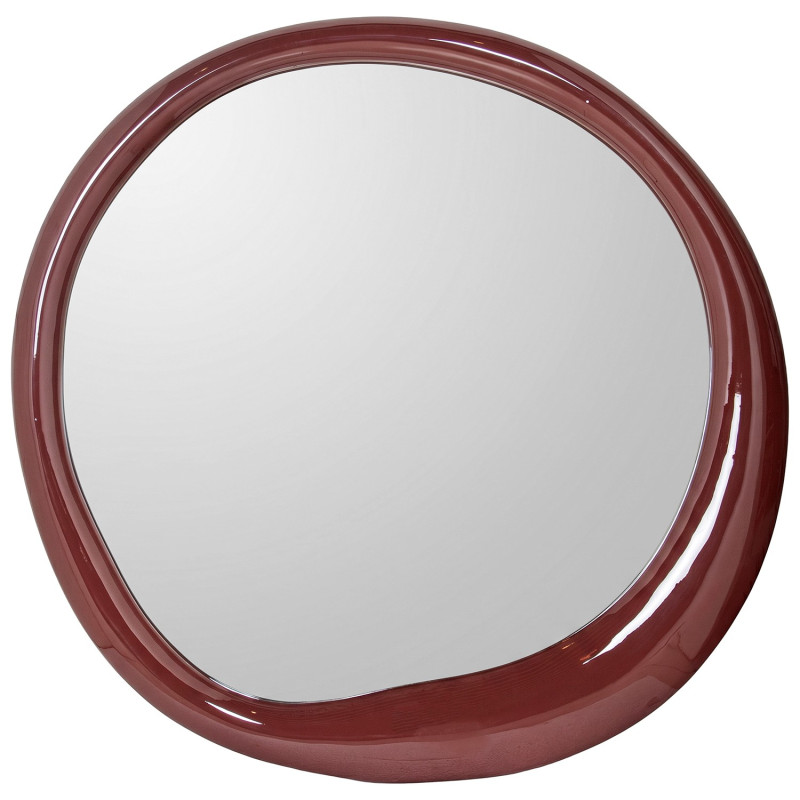 Miroir mural rond MDF laqué bordeaux Ø100 cm Aevora  - 1