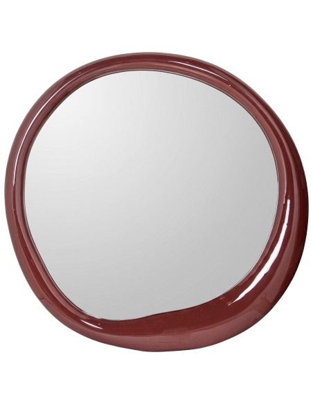 Miroir mural rond MDF laqué bordeaux Ø100 cm Aevora  - 1