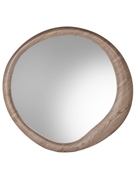 Miroir mural rond bois naturel foncé Ø100 cm Aevora  - 1