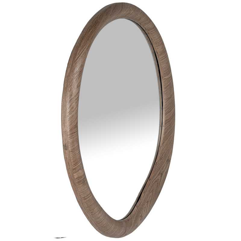 Miroir mural rond bois naturel foncé Ø100 cm Aevora  - 3
