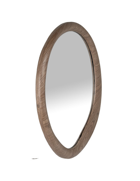 Miroir mural rond bois naturel foncé Ø100 cm Aevora  - 3