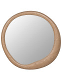 Miroir mural rond bois naturel cadre large Ø100 cm Aevora