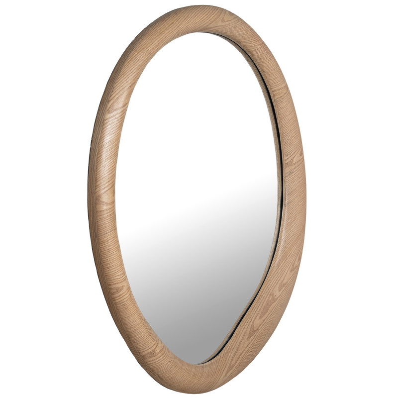 Miroir mural rond bois naturel cadre large Ø100 cm Aevora  - 3