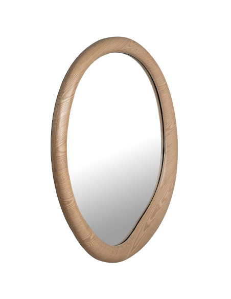 Miroir mural rond bois naturel cadre large Ø100 cm Aevora  - 3