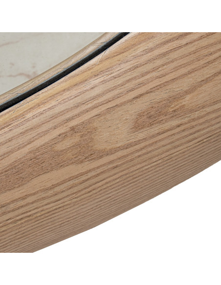 Miroir mural rond bois naturel cadre large Ø100 cm Aevora  - 4