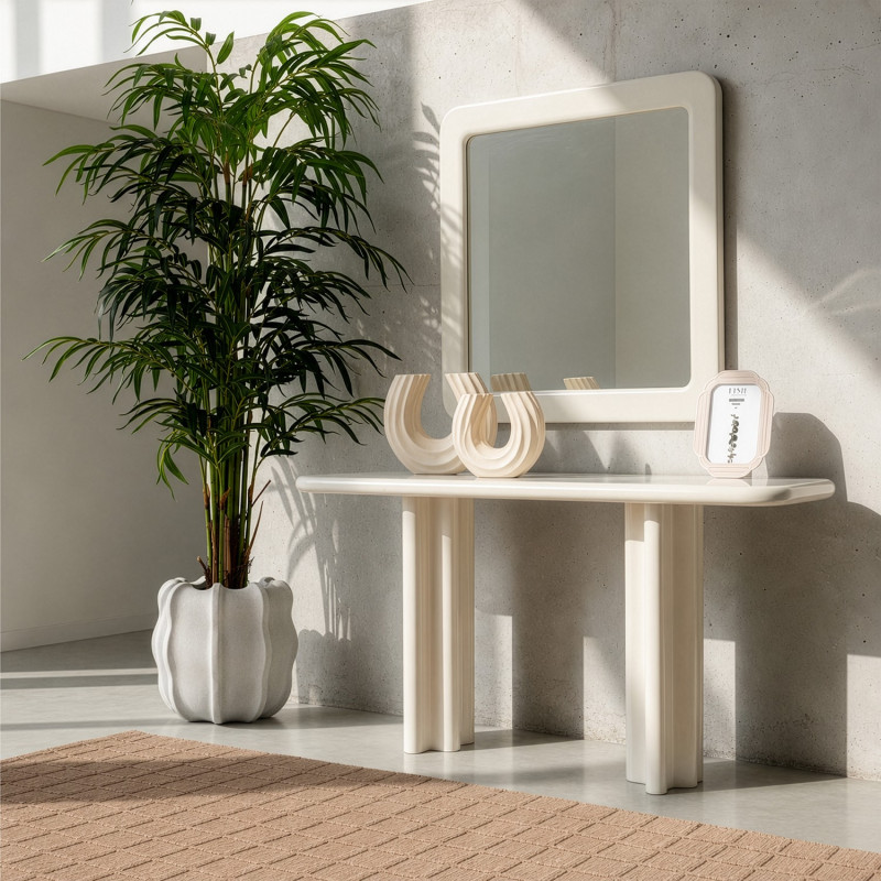 Miroir mural carré MDF blanc laqué 100x100 cm Dovysa  - 2