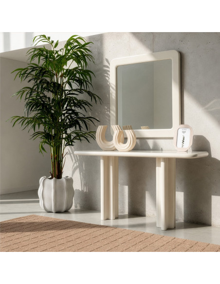 Miroir mural carré MDF blanc laqué 100x100 cm Dovysa  - 2