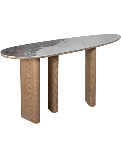 Console d’entrée céramique bois naturel 150x39,5x80 cm Mivysa  - 1