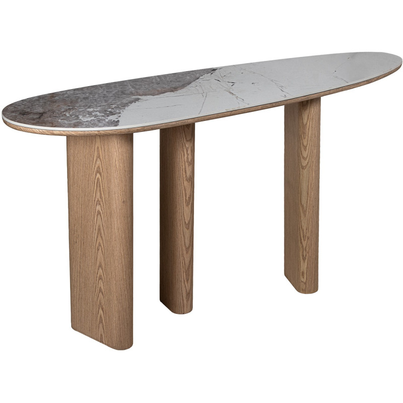 Console d’entrée céramique bois naturel 150x39,5x80 cm Mivysa  - 1