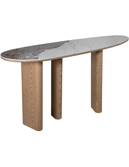 Console d’entrée céramique bois naturel 150x39,5x80 cm Mivysa  - 1