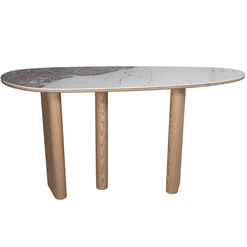 Console d’entrée céramique bois naturel 150x39,5x80 cm Mivysa  - 2