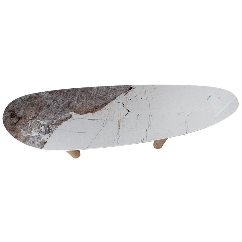 Console d’entrée céramique bois naturel 150x39,5x80 cm Mivysa  - 3