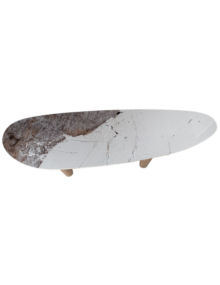 Console d’entrée céramique bois naturel 150x39,5x80 cm Mivysa  - 3