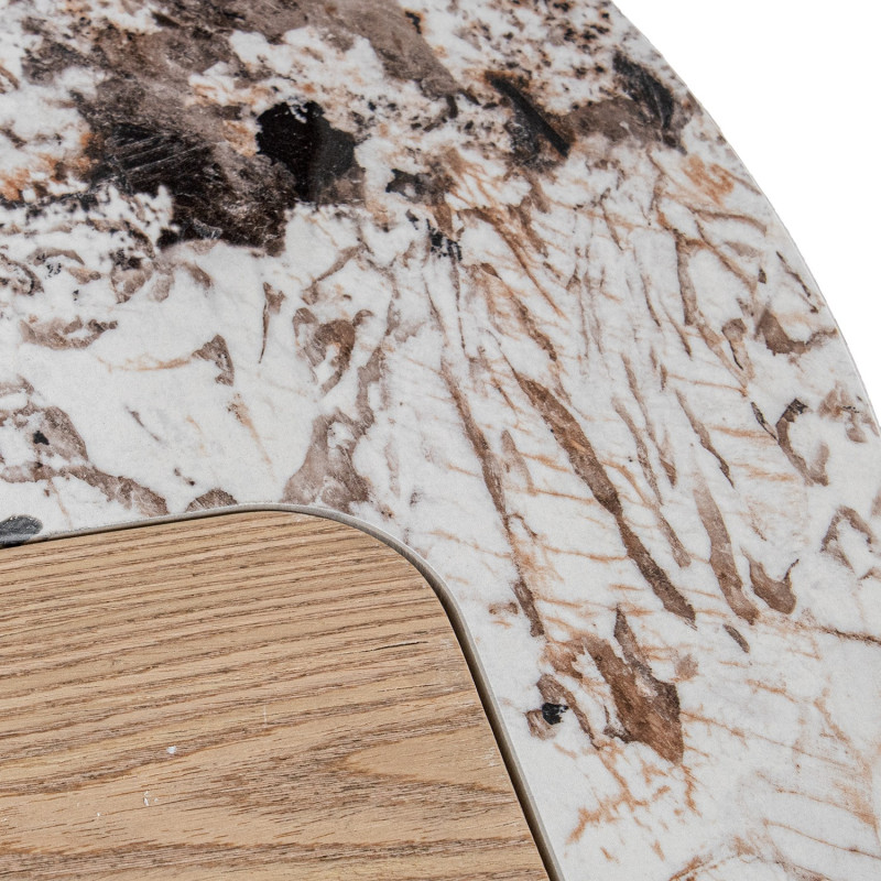 Table basse ronde céramique effet marbre et bois Ø80x41 cm Azyeni  - 6