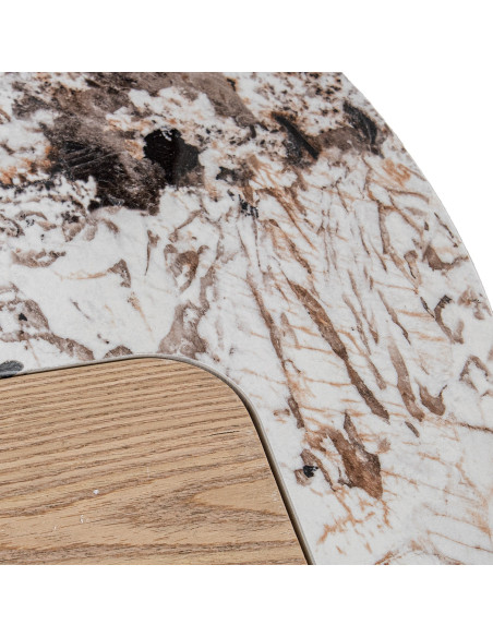 Table basse ronde céramique effet marbre et bois Ø80x41 cm Azyeni  - 6