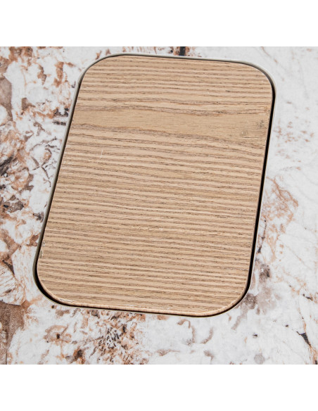 Table basse ronde céramique effet marbre et bois Ø80x41 cm Azyeni  - 7