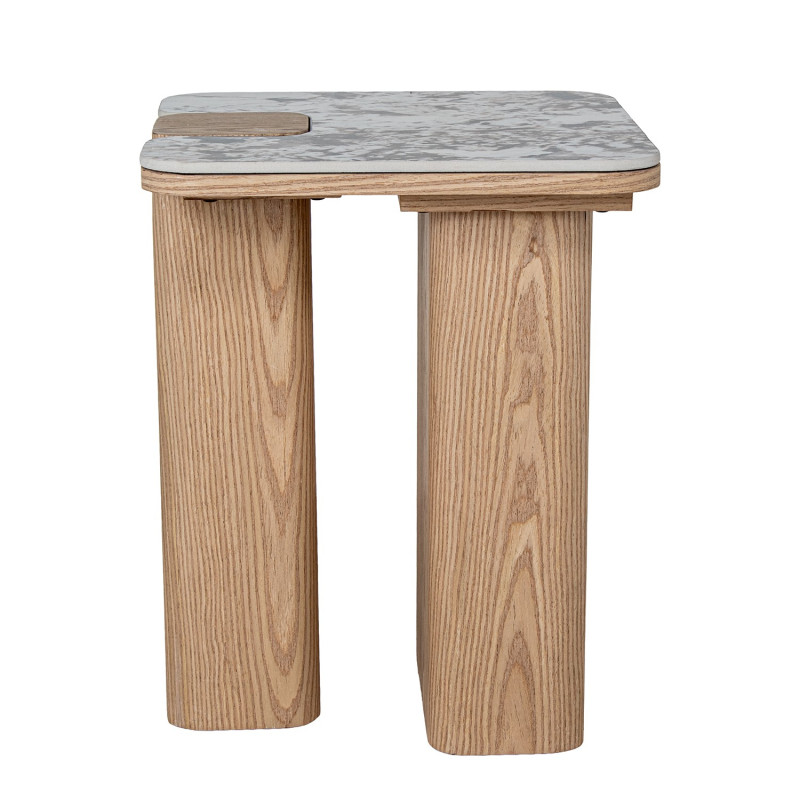 Table d’appoint céramique marbrée et bois 40x40x51 cm Azyeni  - 3