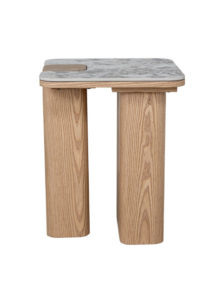 Table d’appoint céramique marbrée et bois 40x40x51 cm Azyeni  - 3