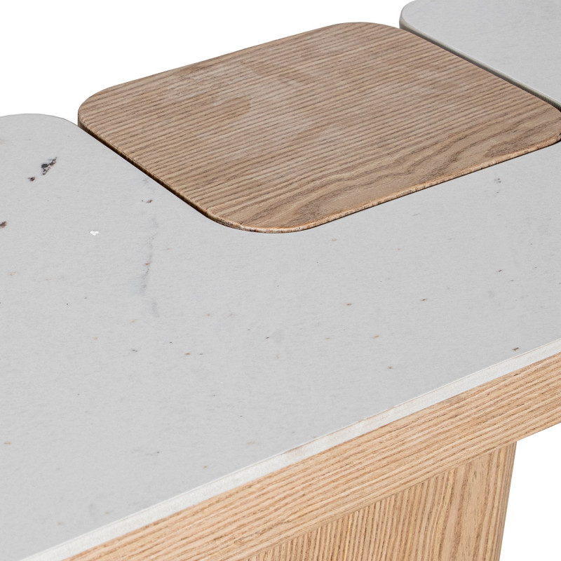 Console d’entrée céramique effet marbre et bois 150x35x80 cm Azyeni  - 4