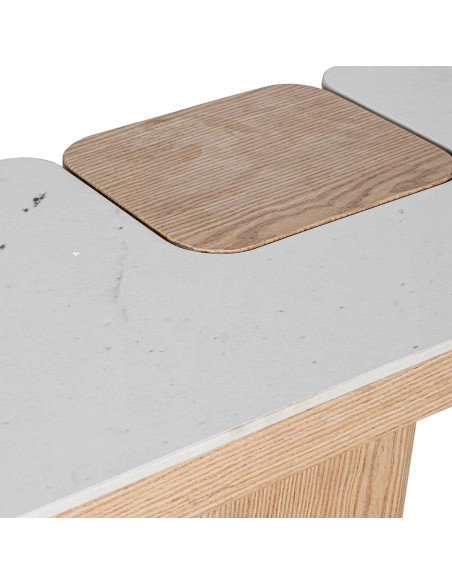 Console d’entrée céramique effet marbre et bois 150x35x80 cm Azyeni  - 4