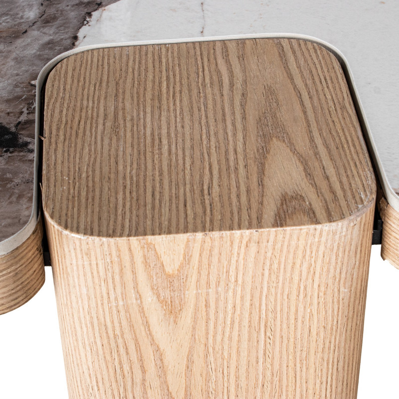 Console d’entrée céramique effet marbre et bois 150x35x80 cm Azyeni  - 5