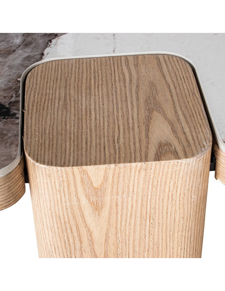Console d’entrée céramique effet marbre et bois 150x35x80 cm Azyeni  - 5