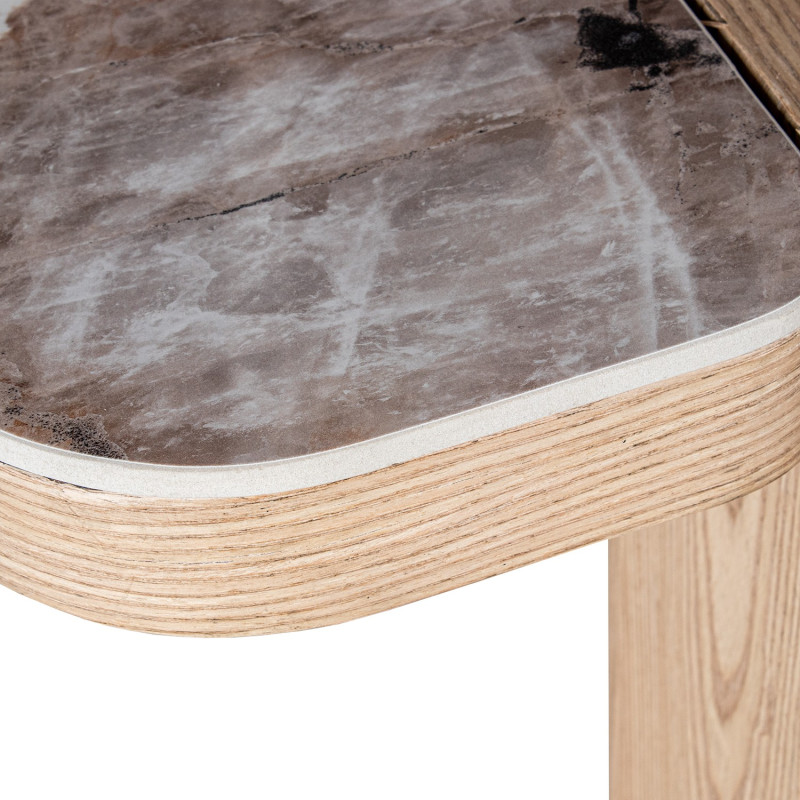 Console d’entrée céramique effet marbre et bois 150x35x80 cm Azyeni  - 6